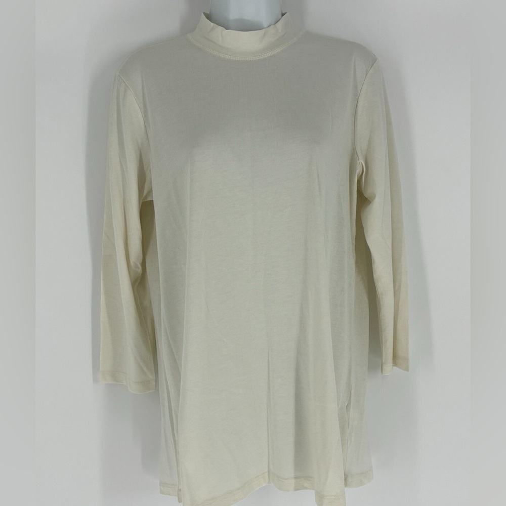 LOGO by Lori Goldstein Mock turtleneck 3/4 sleeve Top